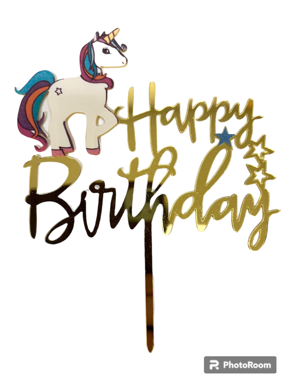 Unicorn - Happy Birthday Cake Topper HD